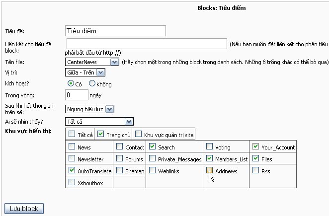 Hệ quản lý block cũng được cải tiến, bạn có thể tùy chọn các vị trí hiển thị block một cách đa dạng hơn, 1 block có thể hiển thị tại nhiều vị trí. 