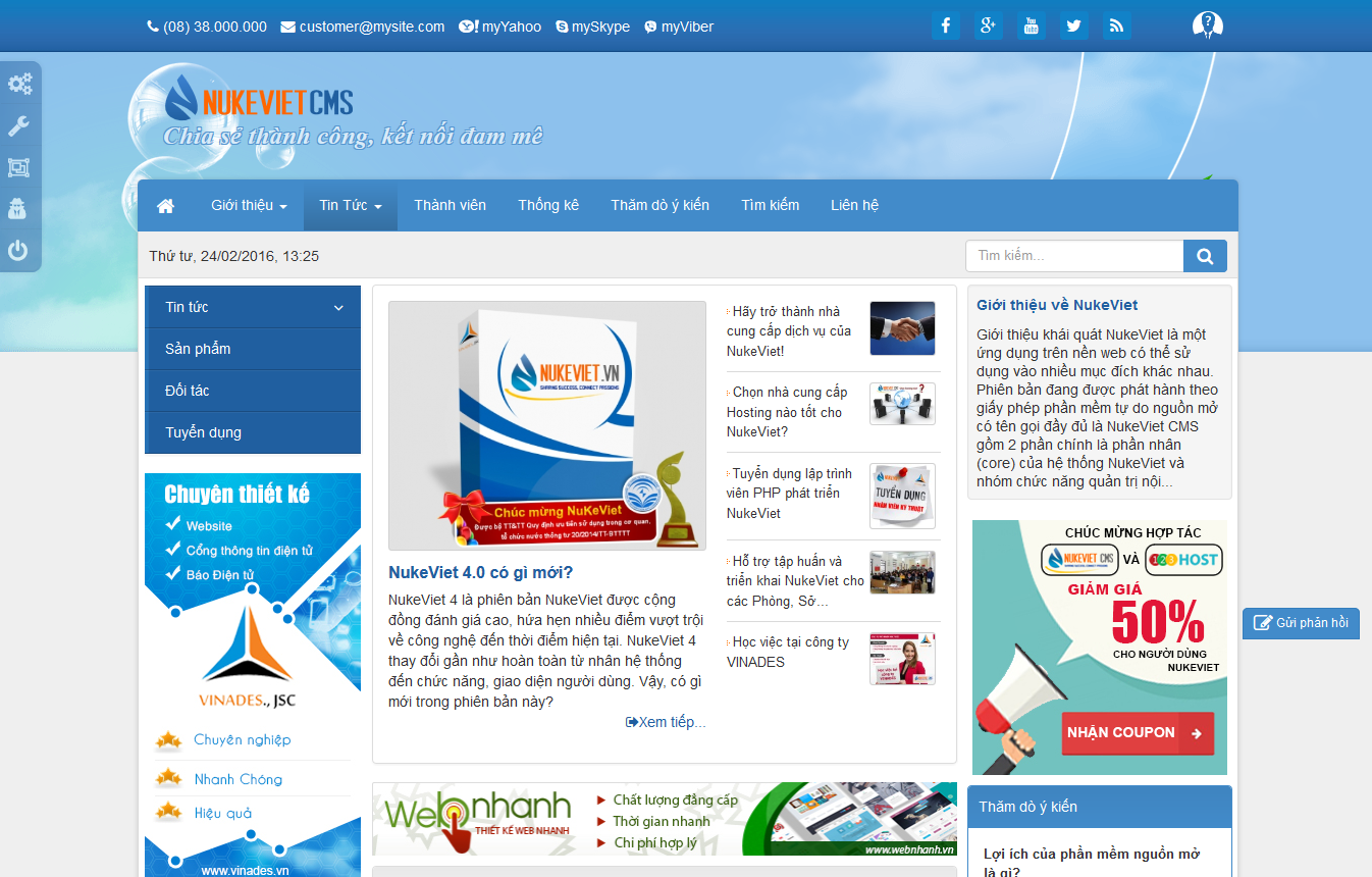 NukeViet CMS 4 0 RC2 homepage