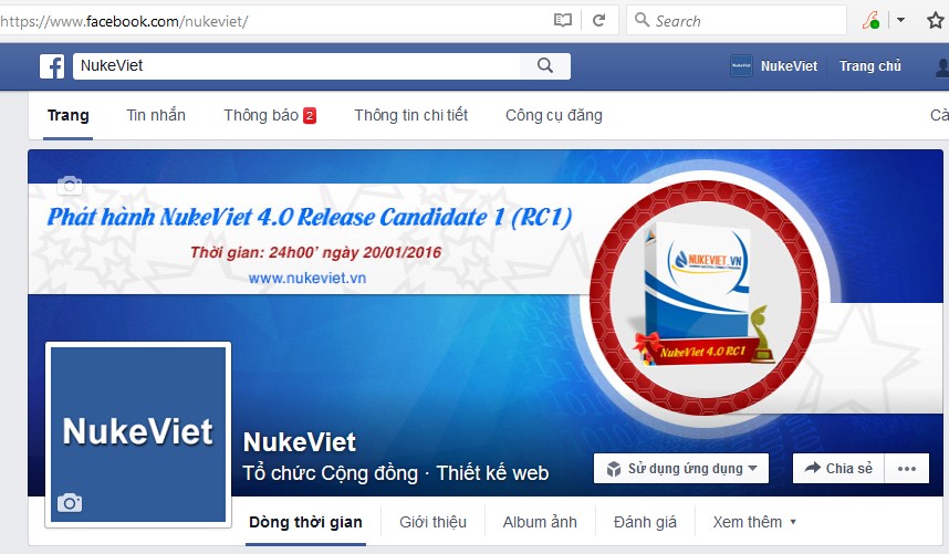 NukeViet fanpage đổi tên thành NukeViet
