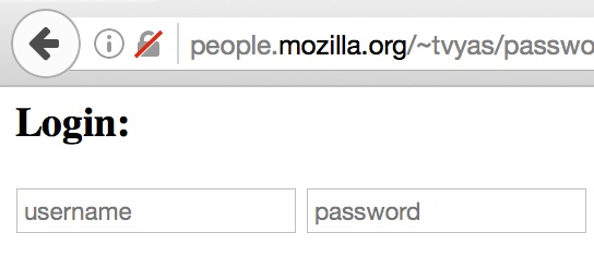Biểu tượng cảnh báo website không an toàn trên thanh địa chỉ của Firefox