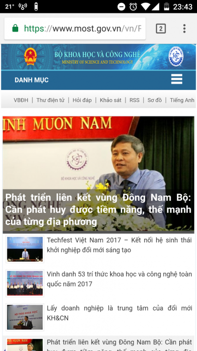 Ảnh chụp màn hình trang most.gov.vn ngày 01/11/2017
