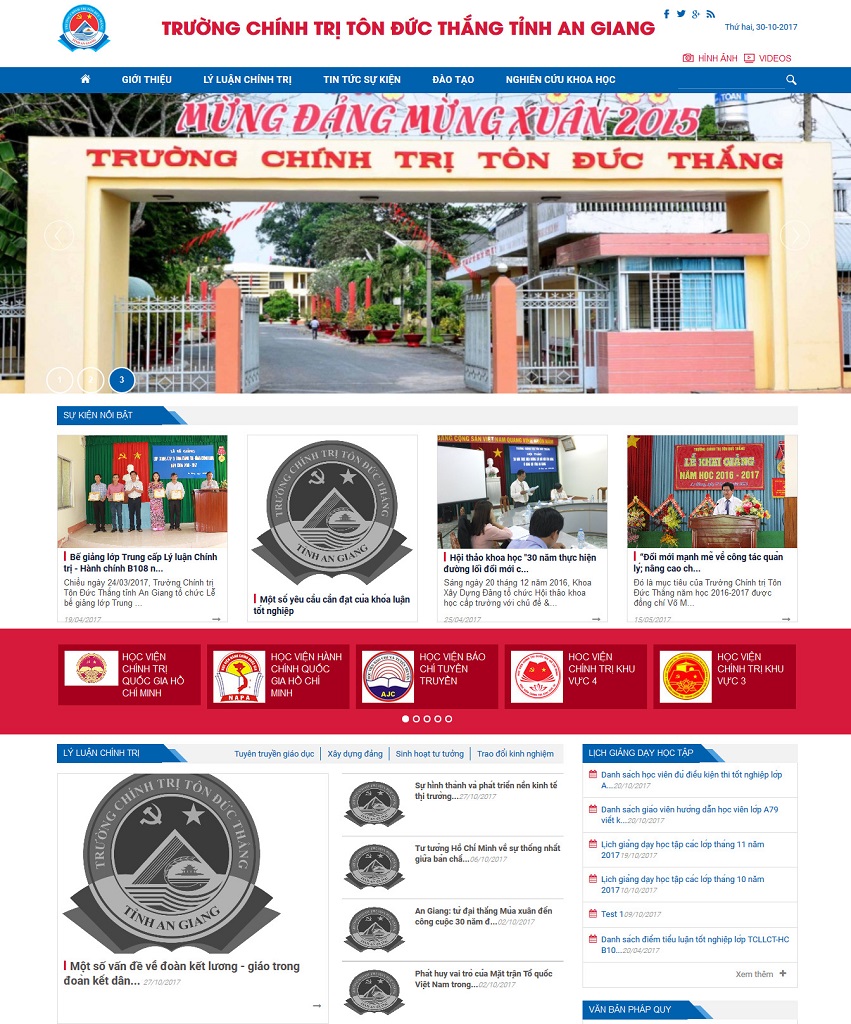 Website Trường Chính Trị Tôn Đức Thắng - Ảnh chụp tháng 10-2017
