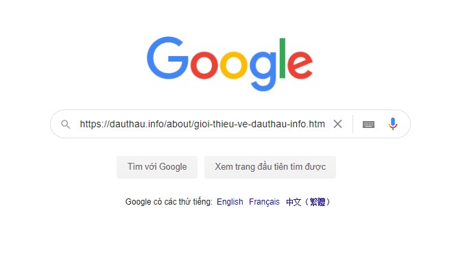 Tìm kiếm theo URL trên Google