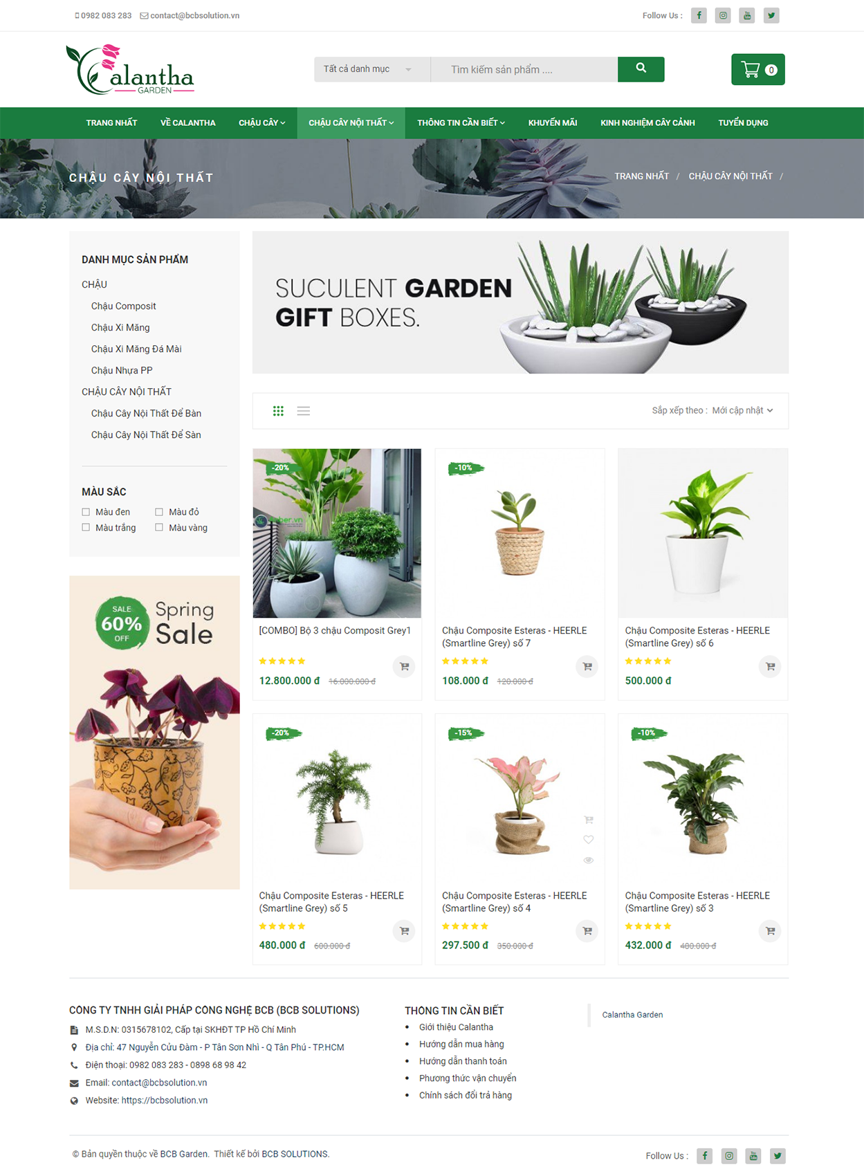 Giao diện website bán hàng - BCB Garden 2