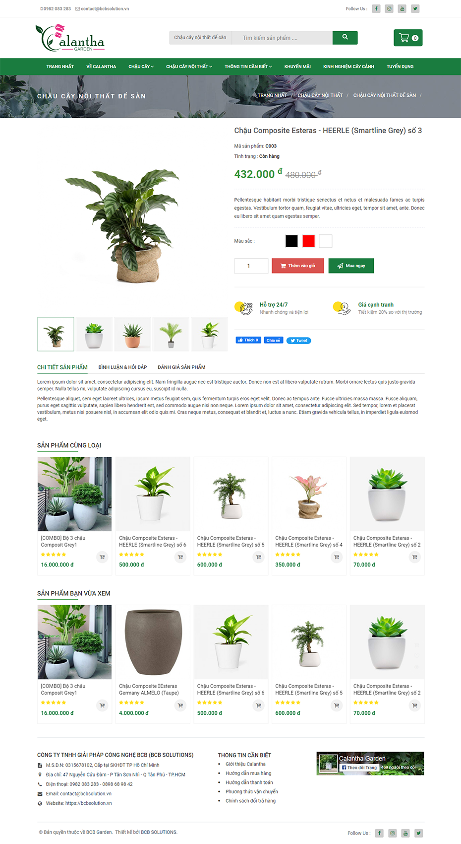 Giao diện website bán hàng - BCB Garden 3