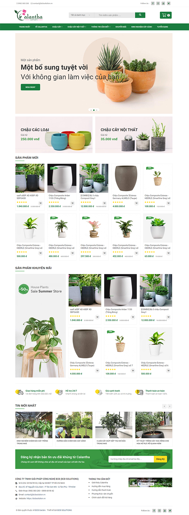 Giao diện website bán hàng - BCB Garden 1