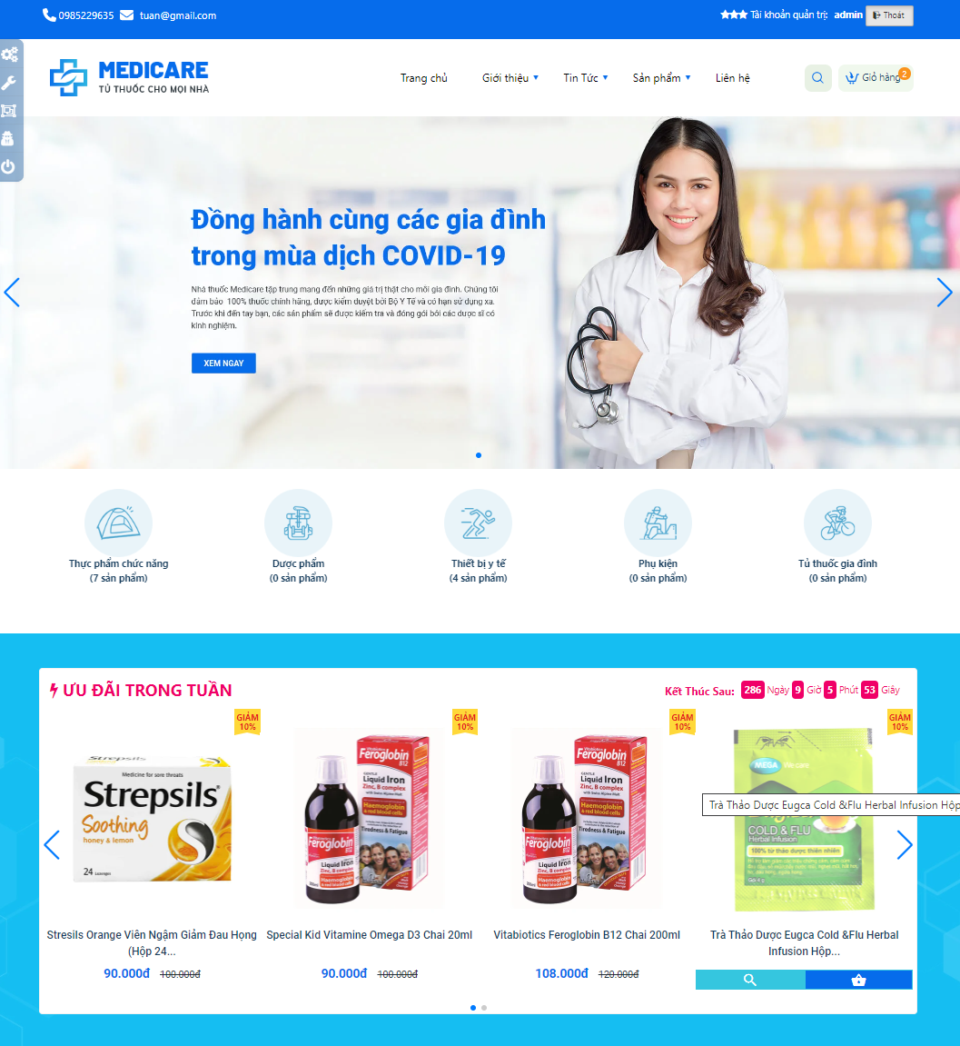 Giao diện website shops medicare 6
