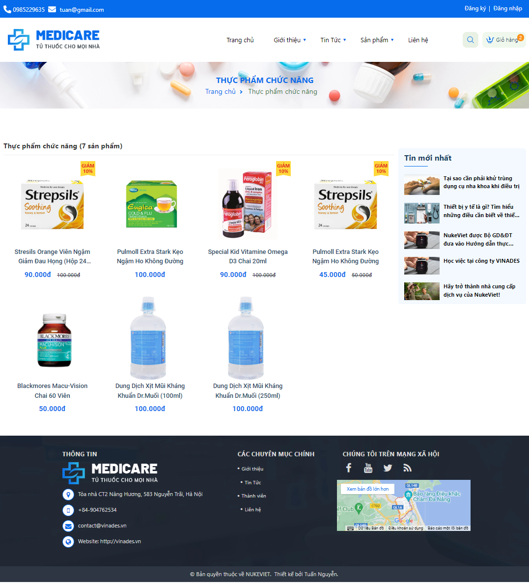 Giao diện website shops medicare 1